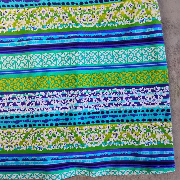 Lands End Tankini Swim Top Womens 10D Turquoise‎ Blue Striped Shelf Bra Support - Picture 6 of 9